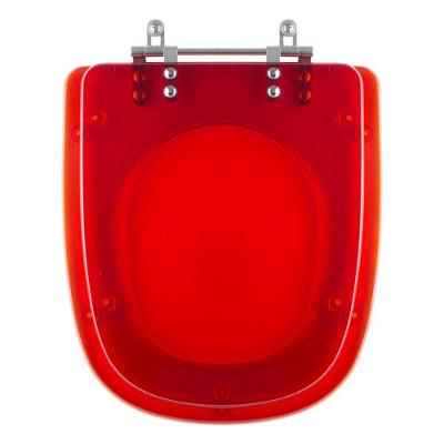 Assento Sanitário Ibiza Alongado Resina Plástica Parafusado Convencional Vermelho Transparente