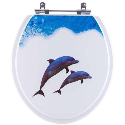 Assento Sanitário Golfinhos Azalea Universal MDF Fechamento Convencional Alumínio Anodizado Branco