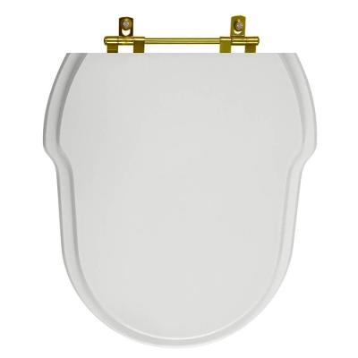 Assento Sanitário Hampton Alongado MDF Ferragem Dourada Cinza Pontto Lavabo
