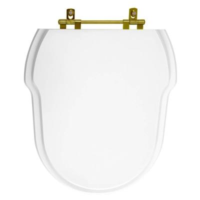 Assento Sanitário Hampton Alongado MDF Fechamento Convencional Ferragem Dourada Branco