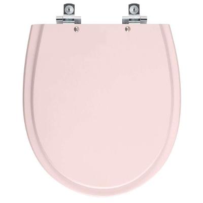 Assento Sanitário Polo Rose Alongado Polipropileno Fechamento Suave Almofadado Rosa
