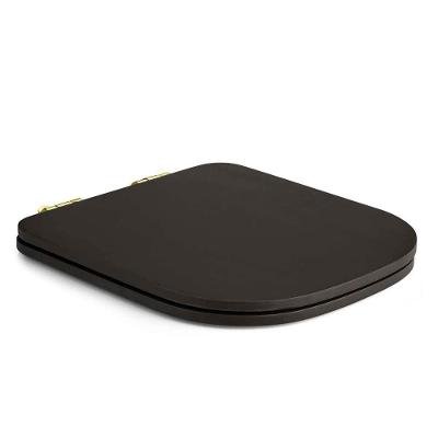 Assento Sanitário Poliester Soft Close Piano Alongado Resina Plástica Fechamento Suave Marrom Fosco