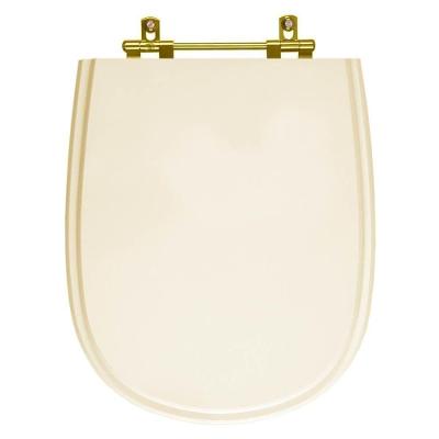 Assento Sanitário Paris Alongado MDF Convencional Bege com Ferragem Dourada Pontto Lavabo