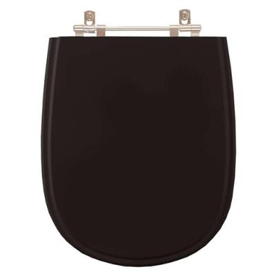 Assento Sanitário Paris Alongado MDF Alumínio Anodizado Fechamento Convencional Preto Pontto Lavabo