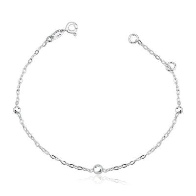 Pulseira Bolas 3mm 4mm Prata 925