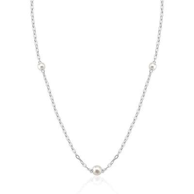 Colar Choker Perolas Sintéticas 4mm 5mm Prata 925