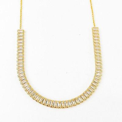 Colar Choker Riviera Cristal 7mm Banhada A Ouro 18k