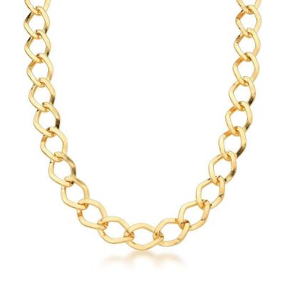 Colar Elos Chatos 9,4mm Banhada A Ouro 18k