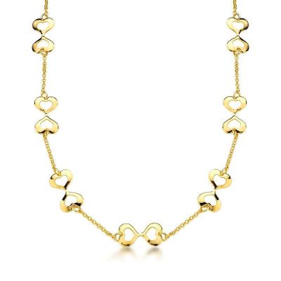 Colar Choker Romântico Com Duplo Coração Banhada A Ouro 18k