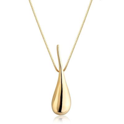 Colar Gota Polida Basico Banhado A Ouro 18k