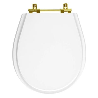 Assento Sanitário Avalon Alongado MDF Ferragem Dourada Branco Pontto Lavabo