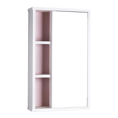 Armário para Banheiro Milano com Espelho 1 Porta MDP 42CM Branco e Rosa Claro Mercado