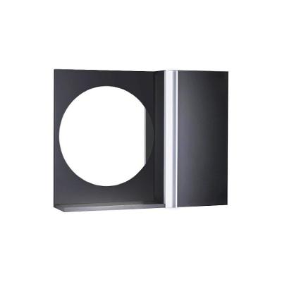 Armário para Banheiro Espelho Redondo Suspenso 1 Porta 2 Prateleiras MDP 58CM Preto Mercado
