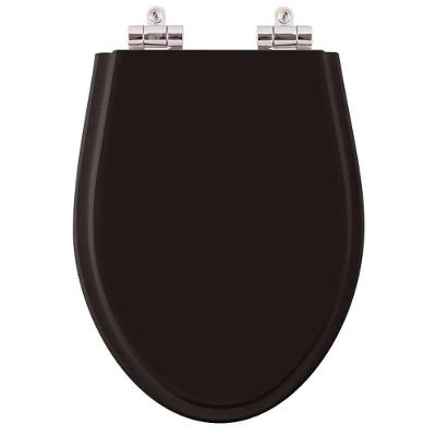 Assento Sanitário Alpinia Alongado Resina Plástica Fechamento Suave Preto Pontto Lavabo