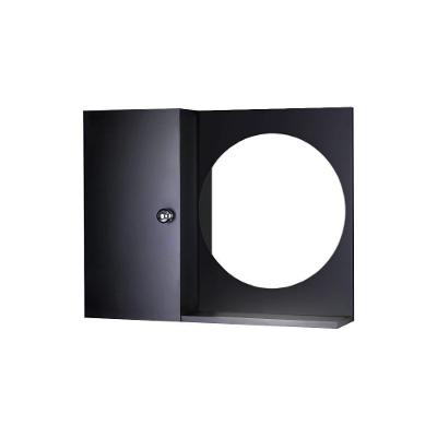 Armário para Banheiro com Espelho Redondo Suspenso 1 Prateleira MDP 58CM Preto Mercado
