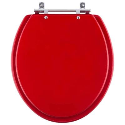 Assento Sanitário Convencional Oval MDF Fechamento Alumínio Anodizado Vermelho Pontto