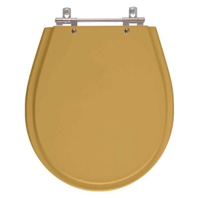 Assento Sanitário Avalon Alongado MDF Fechamento Convencional Alumínio Amêndoa Pontto Lavabo