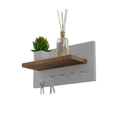 Porta Chaves Minimalista com 5 Pinos Branco e Freijo Mercado das Prateleiras