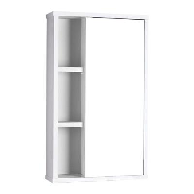 Armário para Banheiro Milano com Espelho Suspenso 1 Porta MDP 42CM Branco Mercado das Prateleiras