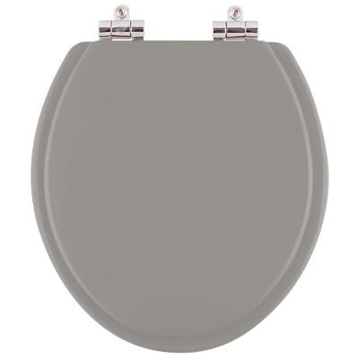 Assento Sanitário Convencional Oval Resina Plástica Fechamento Suave Almofadado Cinza Perola