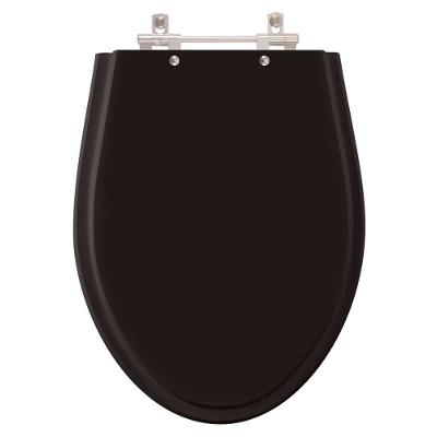 Assento Sanitário Alpinia Alongado Plástico Parafusado Preto Pontto Lavabo