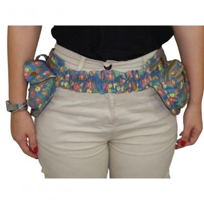 Pochete Feminina Zup Bags Waist Bag Algodão Azul Floral para Mulher