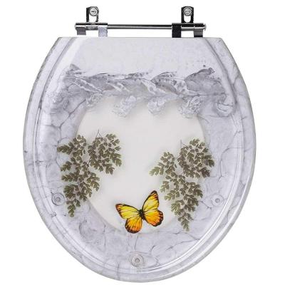 Assento Sanitário Borboleta Oval Resina Plástica Parafusado Convencional Decorado Branco Pontto