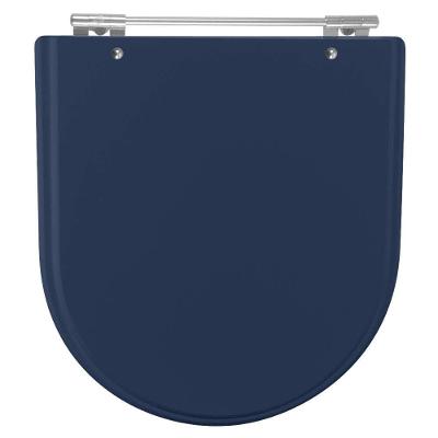 Assento Sanitário Calypso Navy Alongado MDF Fechamento Convencional Alumínio Anodizado Azul Escuro