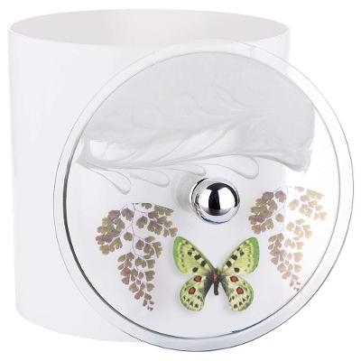 Lixeira Decorada 6,2L Plástico com Borboleta Verde Branca Pontto Lavabo