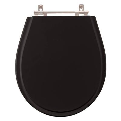 Assento Sanitário Aries Oval MDF Alumínio Anodizado Preto Pontto Lavabo