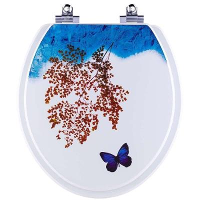 Assento Sanitário Borboleta Porto Alongado Plástico Fechamento Suave Decorado Branco Pontto Lavabo
