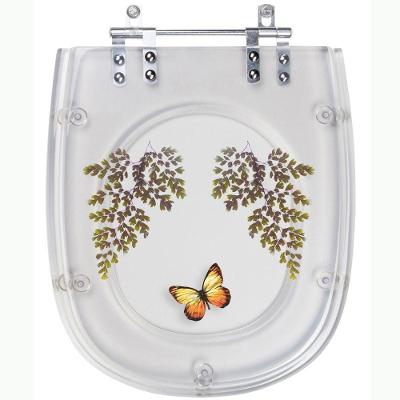 Assento Sanitário Borboleta Amarela Oval Resina Plástica Parafusado Convencional Transparente Pontto