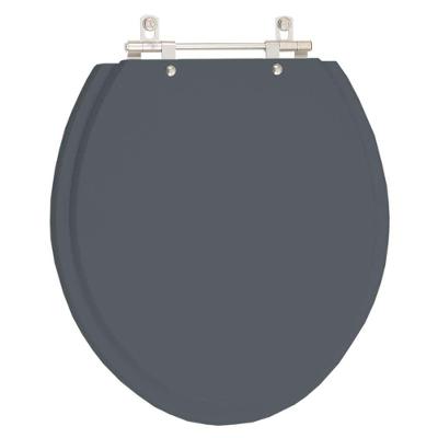 Assento Sanitário Colonial para Vaso Hervy Convencional MDF Fechamento Alumínio Anodizado Cinza