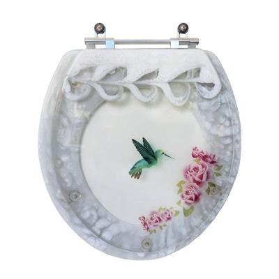 Assento Sanitário Beija Flor Oval Resina Plástica Parafusado Convencional Decorado Branco Pontto