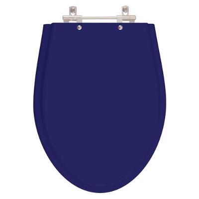 Assento Sanitário Absolute Alongado MDF Fechamento Convencional Alumínio Anodizado Azul Cobalto