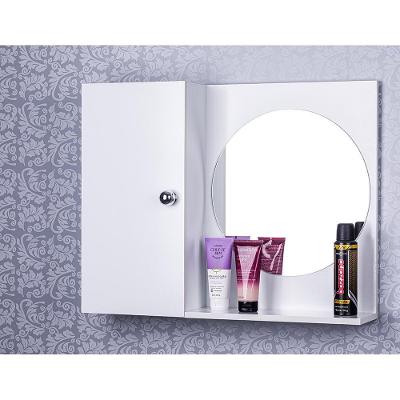 Armário para Banheiro com Espelho Redondo Suspenso 1 Porta MDP 58CM Pontto Lavabo