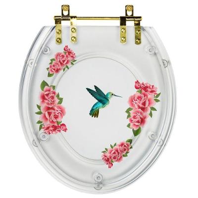 Assento Sanitário Beija Flor Oval Resina Plástica Parafusado Convencional com Ferragem Dourada