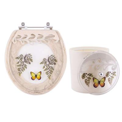 Assento Sanitário Convencional Oval Resina Plástica Decorado Bege Pontto Lavabo com Lixeira
