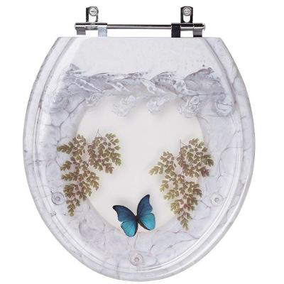 Assento Sanitário Convencional Oval Resina Plástica Parafusado Branco com Borboleta Azul Pontto