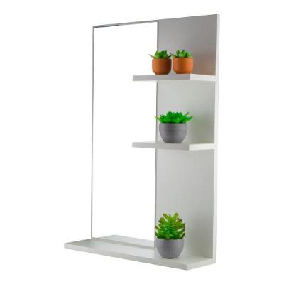 Armário para Banheiro Liege sem Porta 3 Prateleiras MDP com Espelho 47CM Branco