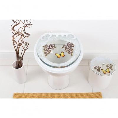 Assento Sanitário com Lixeira Decorada Resina Plástica Convencional Alumínio Branco Pontto Lavabo