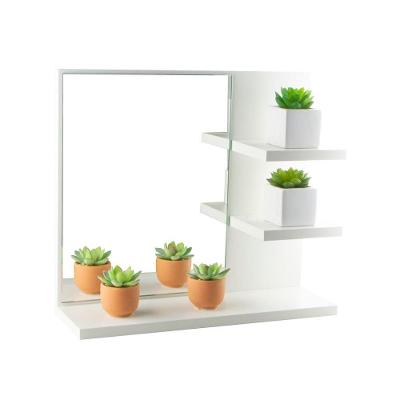 Armário para Banheiro Nice sem Porta 3 Prateleiras MDP com Espelho 40CM Branco