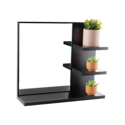 Armário para Banheiro Nice Suspenso com Espelho MDP 40CM Preto Mercado das Prateleiras