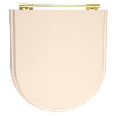Assento Sanitário Calypso Alongado Resina Plástica Convencional Ferragem Dourada Rosa Shell Pontto