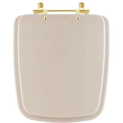 Assento Sanitário Boss Oval MDF Fechamento Convencional Ferragem Dourada Bege