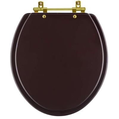 Assento Sanitário Convencional Oval Universal Plástico com Ferragem Dourada Marrom