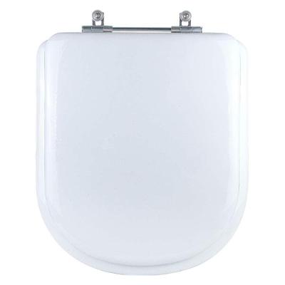 Assento Sanitário Almofadado Loren Like Alongado MDF com Espuma Alumínio Anodizado Branco Pontto