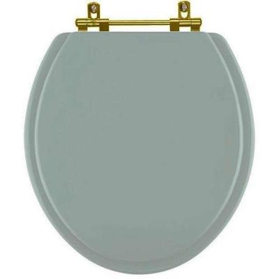 Assento Sanitário Convencional Oval Resina Plástica Fechamento Convencional Alumínio Dourado Violeta
