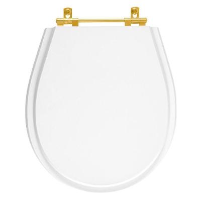 Assento Sanitário Avalon Alongado Resina Plástica Convencional Ferragem Dourada Branco