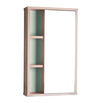 Armário para Banheiro Milano com Espelho MDP 42CM Verde Menta e Carvalho Mercado das Prateleiras